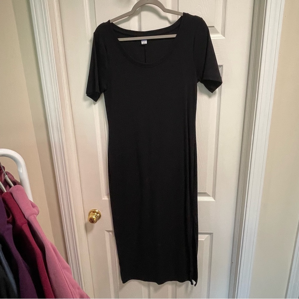 Ribbed midi short sleeve dress